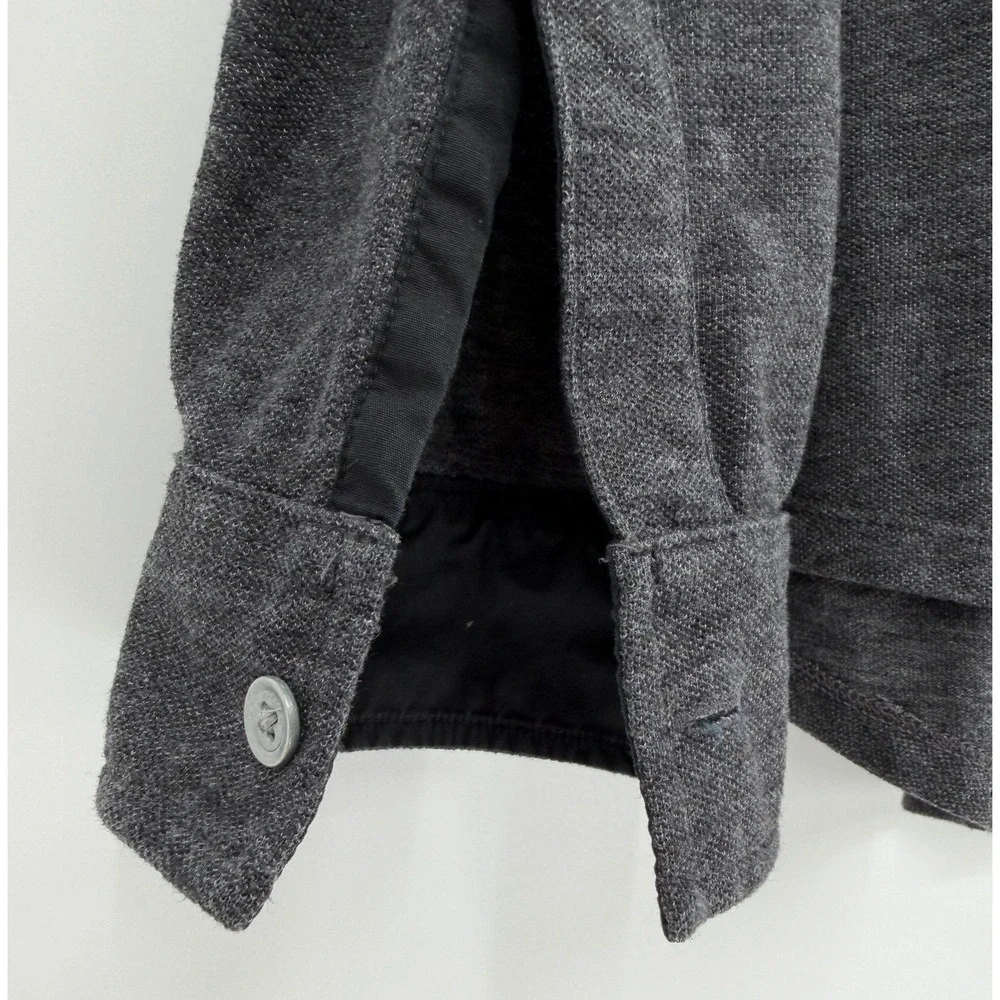 Banana Republic The Vintage T Mens XL Gray Knit Button Up Roll Tab Sleeve Shirt